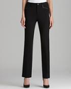 Nydj Ryan Ponte Straight Pants With Faux-leather Trim