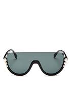 Fendi Embellished Shield Sunglasses, 132mm