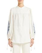 Weekend Max Mara Embroidered Puff Sleeve Blouse