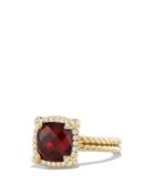 David Yurman Chatelaine Pave Bezel Ring With Garnet And Diamonds In 18k Gold