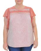 Daniel Rainn Plus Ruffle Sleeve Striped Yoke Top