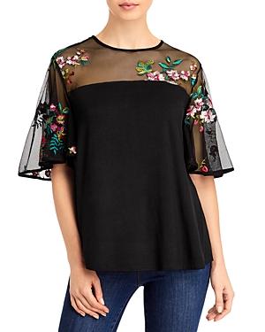 Kim & Cami Embroidered Mesh Yoke Tee