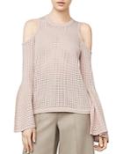 Bcbgmaxazria Lucia Cold-shoulder Eyelet Knit Sweater