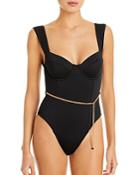 Weworewhat Danielle Belted One Piece Swimsuit