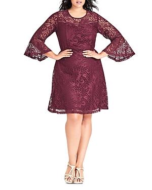 City Chic Plus Gypsy Bell-sleeve Lace Dress