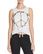 Chaser Tie Front Peace Sign Muscle Tee