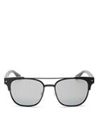Polaroid Polarized Mirrored Brow Bar Square Sunglasses, 53mm