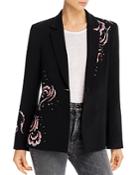 Cinq A Sept Swirling Plume Rumi Embroidered Blazer