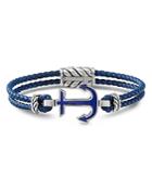 David Yurman Sterling Silver & Leather Maritime Anchor Station Bracelet With Lapis Lazuli