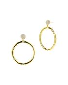 Freida Rothman Radiance Hoop Drop Earrings In 14k Gold-plated & Rhodium-plated Sterling Silver