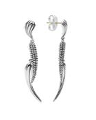 Lagos Sterling Silver Signature Caviar And Ribbed Double Drop Earrings