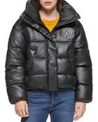 Dkny Faux Leather Puffer Jacket