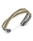 David Yurman Sterling Silver Dy Origami Large Cuff Bracelet With 18k Yellow Gold