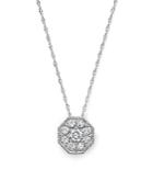 Diamond Cluster Pendant Necklace In 14k White Gold, .30 Ct. T.w.