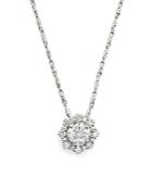 Diamond Cluster Pendant Necklace In 14k White Gold .60 Ct. T.w.