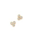 Bloomingdale's Diamond Three Stone Bezel Stud Earrings In 14k Yellow Gold, .50 Ct. T.w.