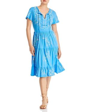 Johnny Was Fern Print Cotton Tiered Knit Dress