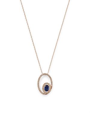 Bloomingdale's Sapphire & Diamond Oval Shaped Pendant Necklace In 14k Yellow Gold, 18 - 100% Exclusive
