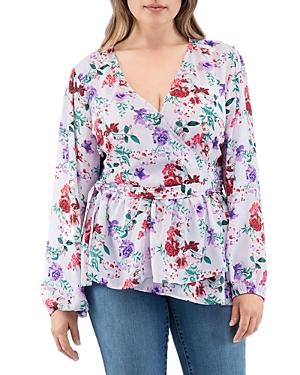 B Collection By Bobeau Curvy Louise Floral Wrap Top