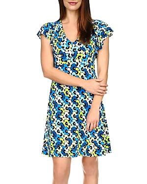 Michael Michael Kors Printed Flutter Sleeve Dress