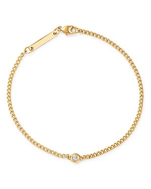 Zoe Chicco 14k Yellow Gold Floating Diamonds Curb Chain Bracelet
