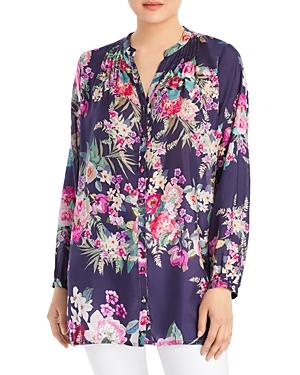 Johnny Was Blair Floral Print Silk Tunic Top