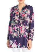 Johnny Was Blair Floral Print Silk Tunic Top