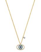 Meira T 14k White & Yellow Gold Multicolor Sapphire & Diamond Evil Eye Pendant Necklace, 16-18