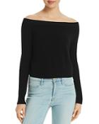 Off-the-shoulder Cropped Ribbed Sweater