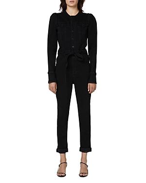 Hudson Puff Sleeve Denim Jumpsuit In Washed Black