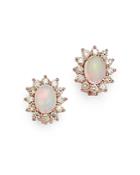 Bloomingdale's Opal & Diamond Oval Halo Stud Earrings In 14k Rose Gold - 100% Exclusive