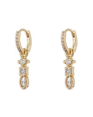 Luv Aj Cubic Zirconia Bezel Charm Hoop Earrings In Gold Tone