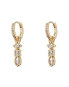 Luv Aj Cubic Zirconia Bezel Charm Hoop Earrings In Gold Tone