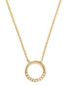 Zoe Chicco 14k Yellow Gold Small Thick Circle Pave Diamond Adjustable Necklace, 16