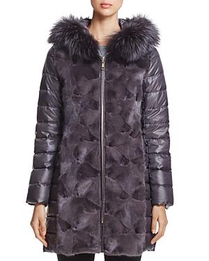 Maximilian Furs Mink Fur Down Coat With Fox Fur Hood