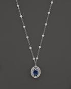 Sapphire And Diamonds By The Yard Pendant Necklace In 14k White Gold, 16l