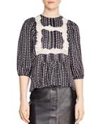 Sandro Imanie Printed Lace-inset Blouse
