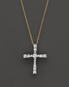 Diamond Cross Pendant Necklace In 14k Yellow Gold, .50 Ct. T.w.