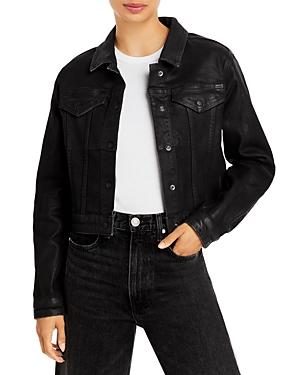 Frame Le Cropped Coated Denim Jacket