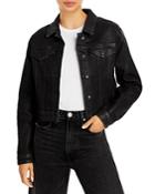 Frame Le Cropped Coated Denim Jacket