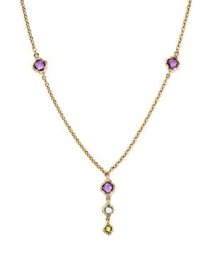 Multicolored Gemstone Clover Drop Necklace In 14k Yellow Gold, 18 - 100% Exclusive