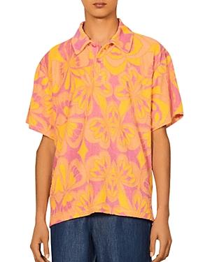 Sandro Psychedelic Print Terry Polo Shirt