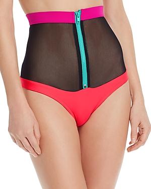 Chromat Laverne Color-blocked Mesh Zip Bikini Bottom