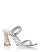 Giuseppe Zanotti Women's Argento Two Strap Glitter High Heel Slide Sandals