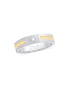 Bloomingdale's Men's Diamond Band In 14k Yellow & White Gold, 0.1 Ct. T.w. - 100% Exclusive