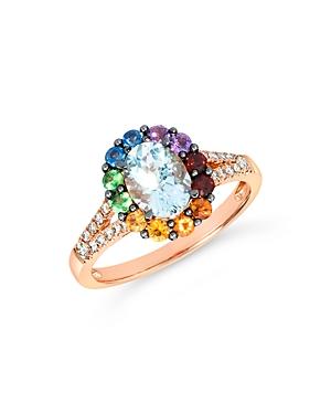 Bloomingdale's Multi Gemstone & Champagne Diamond Statement Ring In 14k Rose Gold - 100% Exclusive