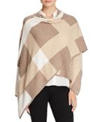Magaschoni Block Patterned Cashmere Poncho Wrap