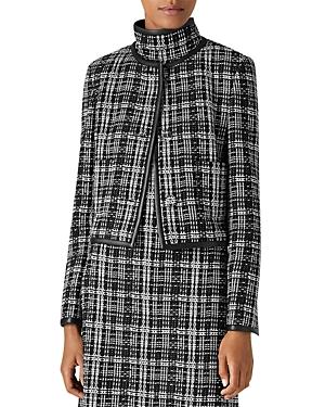 St. John Knits Broken Shadow Plaid Knit Jacket