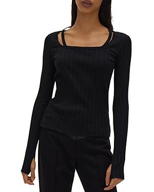 Helmut Lang Ribbed Long Sleeve Cotton Top