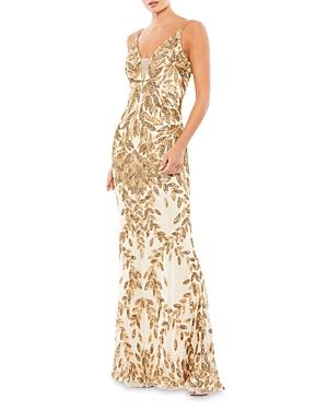Mac Duggal Scoop Neck Embellished Gown